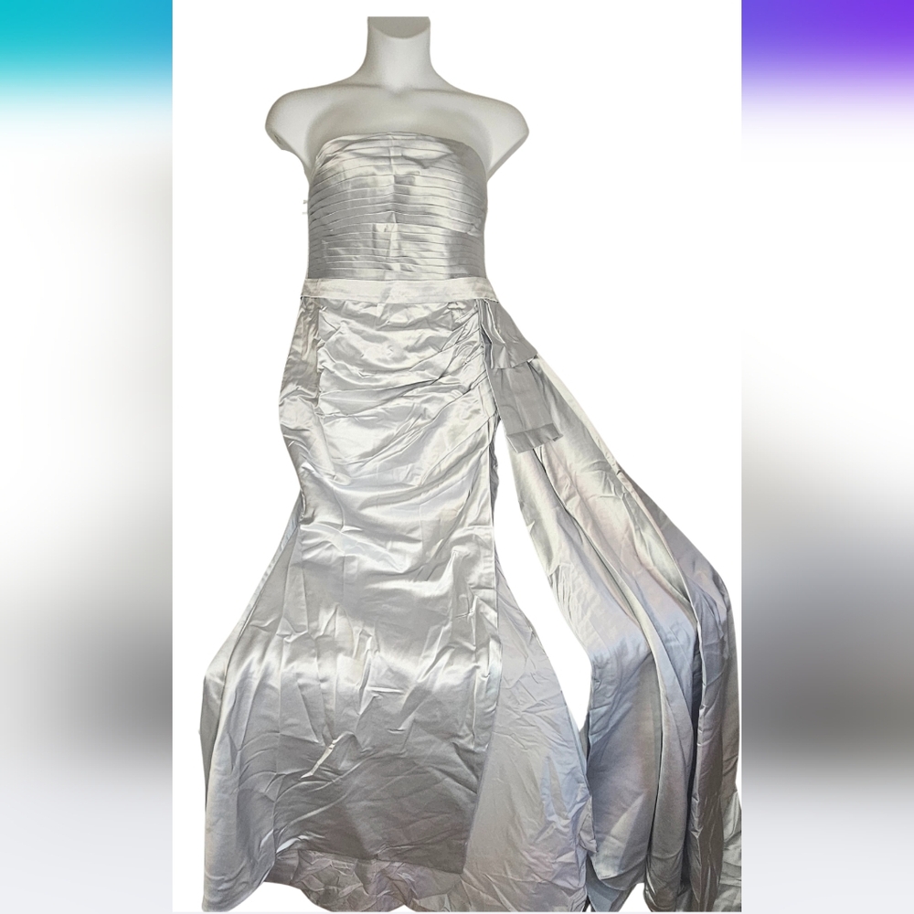 NWT Elegant Silver Gunmetal Strapless Gown Size 12 Bridesmaid Prom MOTB AC-2611